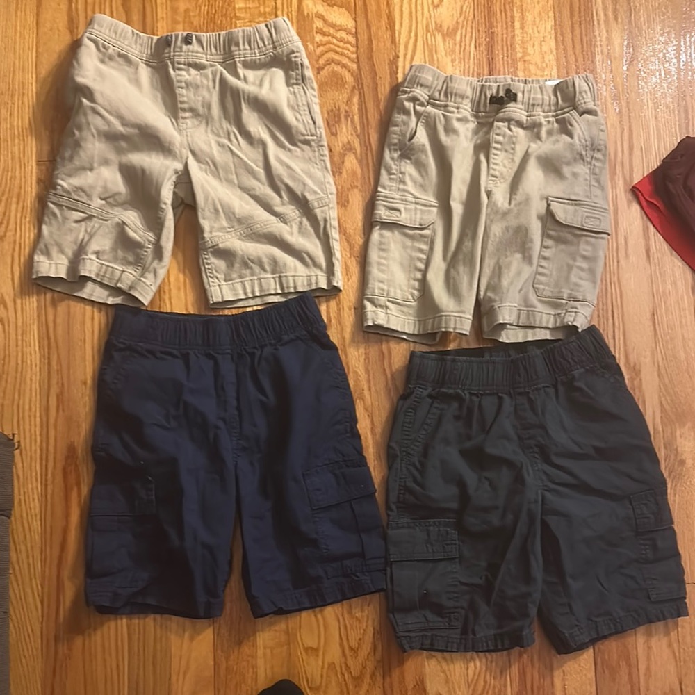 Kids Cargo Shorts Set - Navy, gray, and Tan